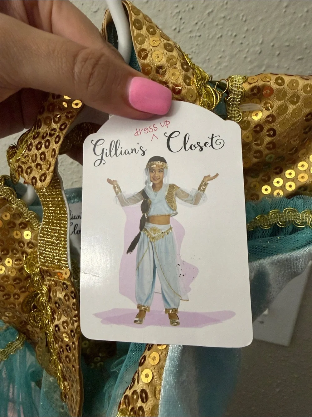 Girls Gold & Aqua Princess Costume Top by Children’s Choice - jasmine inspired